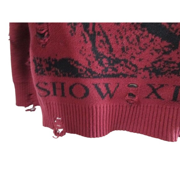 Distressed Salvation Priest Graphic Knit Tattered Thrashed Gothic Sweater EUC XL - Picture 9 of 16